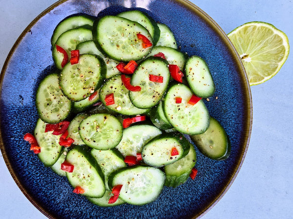 Crisp Cucumber Salad with vibrant Lime, Chilli and Sesame Oil