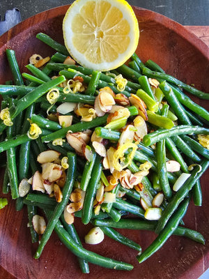Maureen's Warm Citrus Green Bean Salad/ Side Dish- with Almonds and Lemon Dressing