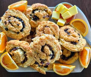 Orange Marmalade Pinwheel Scones with Cinnamon, Butter & Sultanas