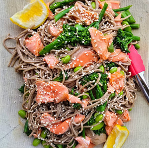 Yuzu Miso Glazed Salmon with Soba Noodle Salad
