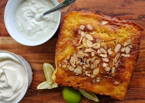 Lime Drizzle Cake with Pistachios and Almonds