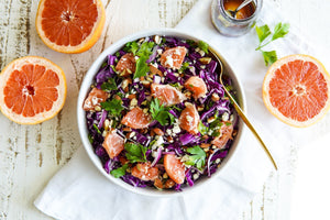 Grapefruit, Cabbage and Almond Salad with a Lime Mustard Dressing.