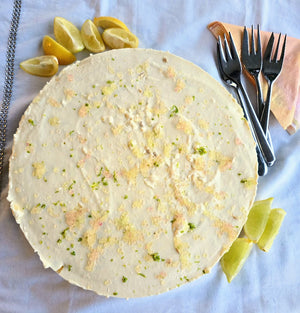 Lime, Coconut and Finger Lime No Bake Cheesecake